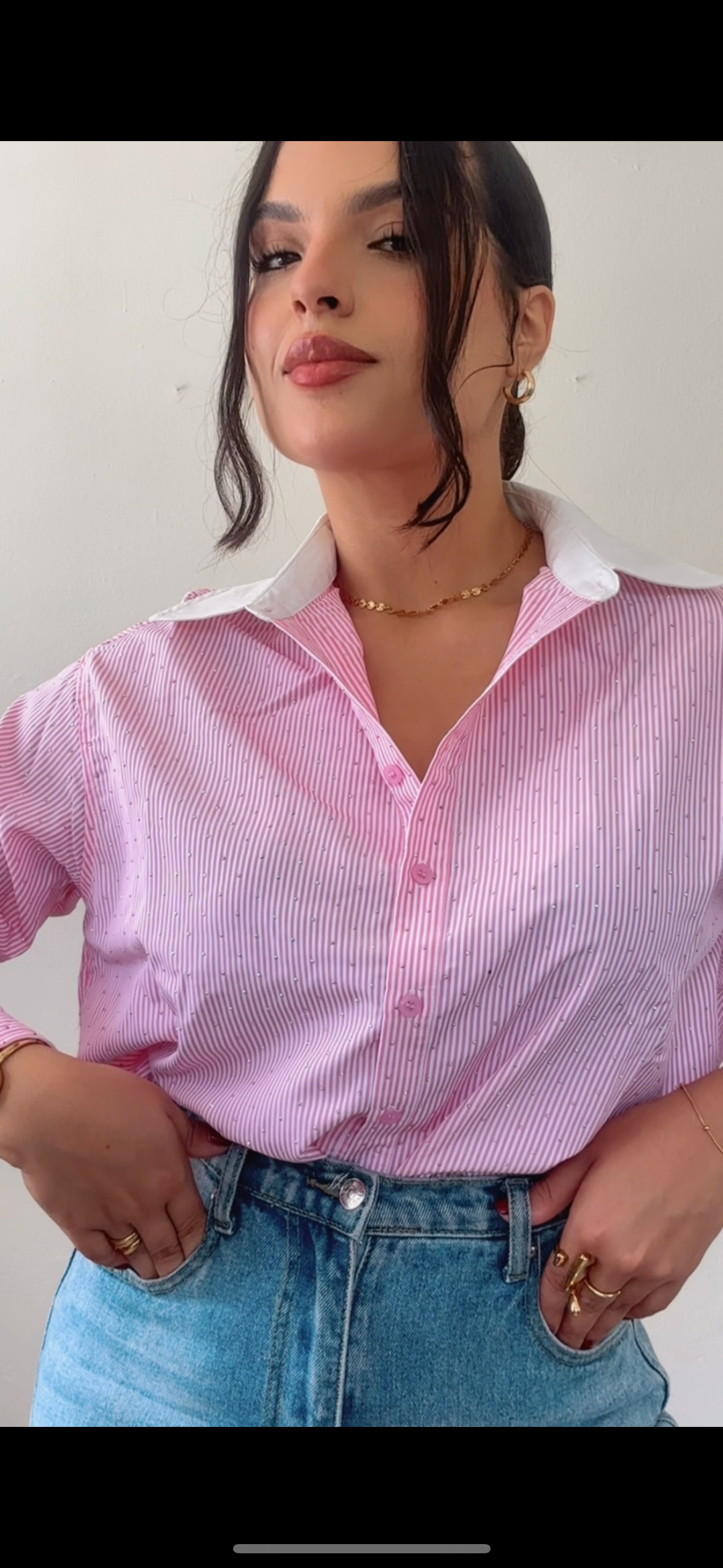 Rhinestone Button Shirt