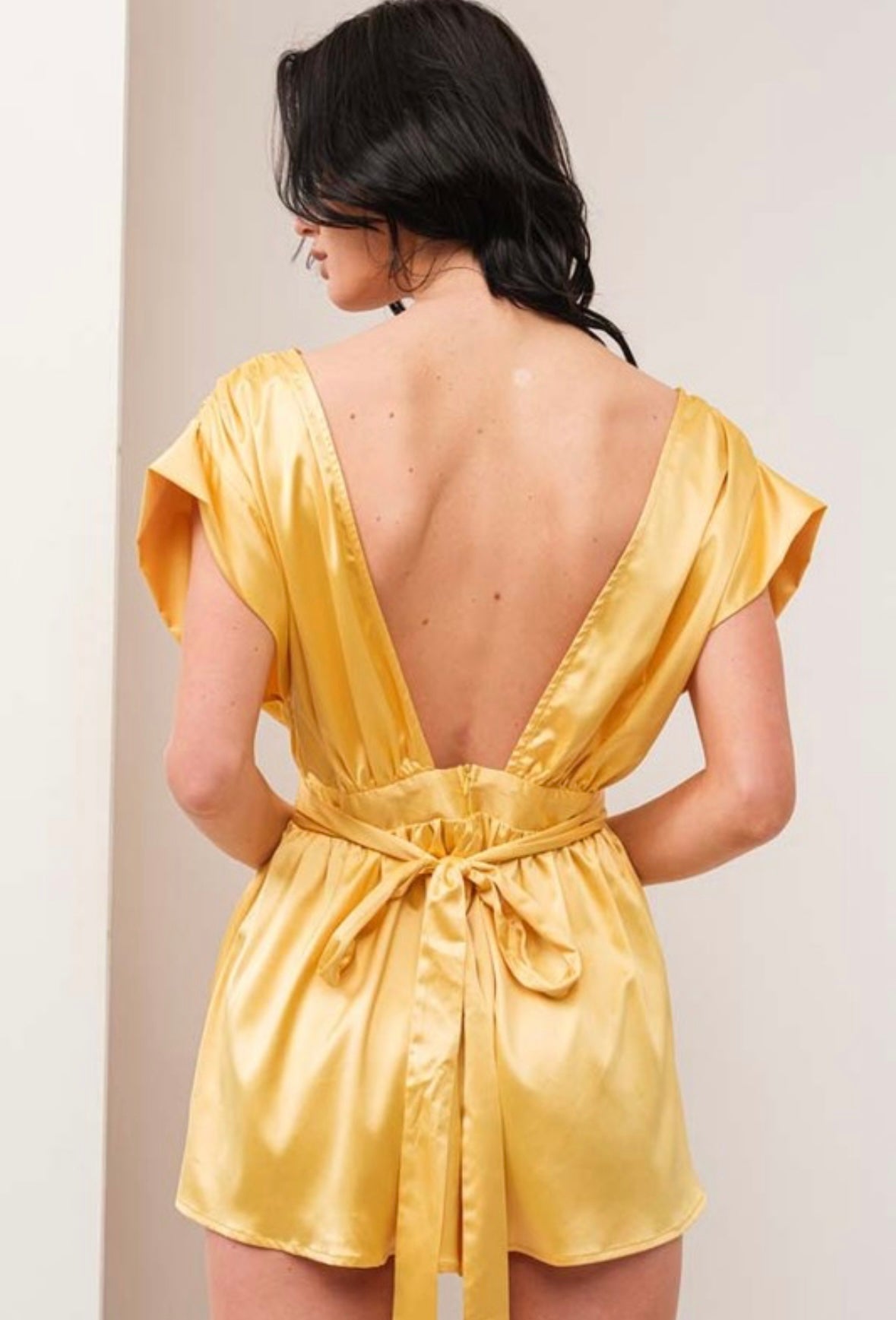 GREEN SATIN ROMPER