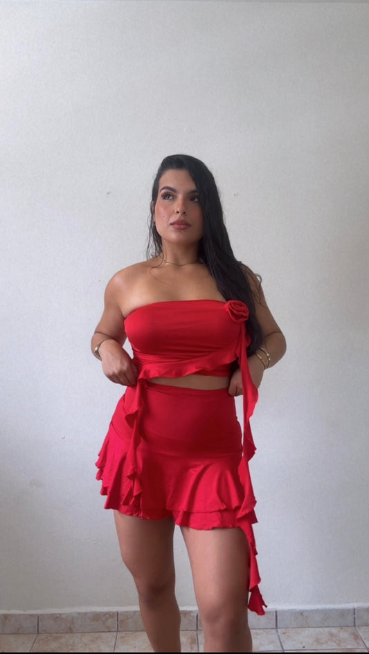 Ruffle red  set