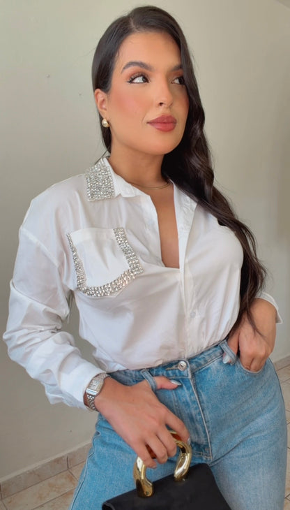 Rhinestone Collar shirt