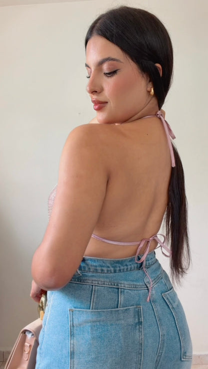Rhinestone halter top