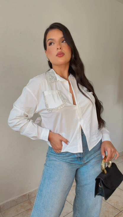 Rhinestone Collar shirt