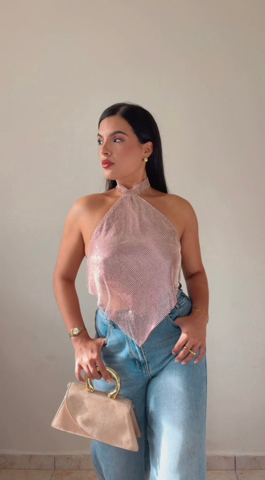 Rhinestone pinky Top