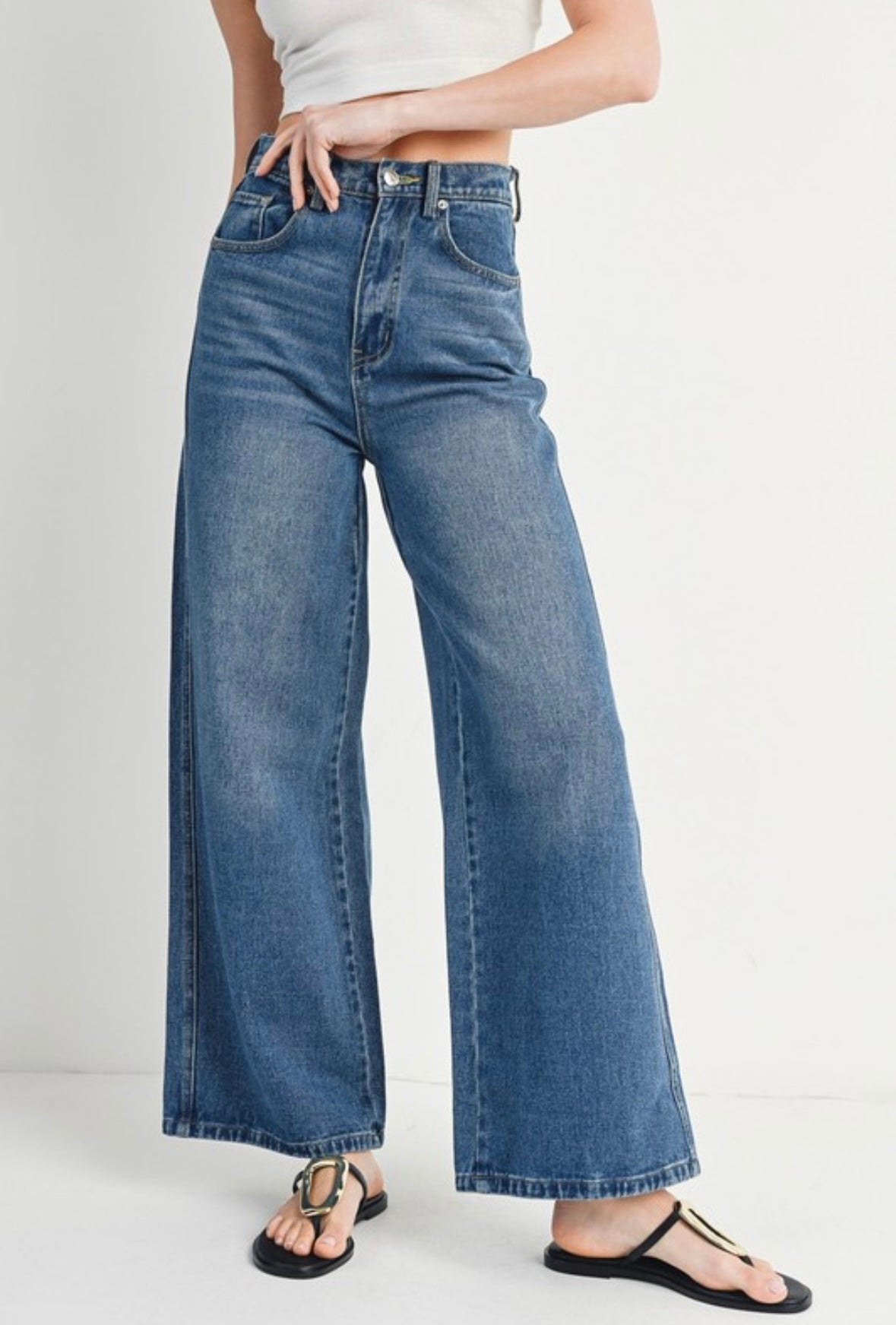 Med. Wash Wide Leg jeans