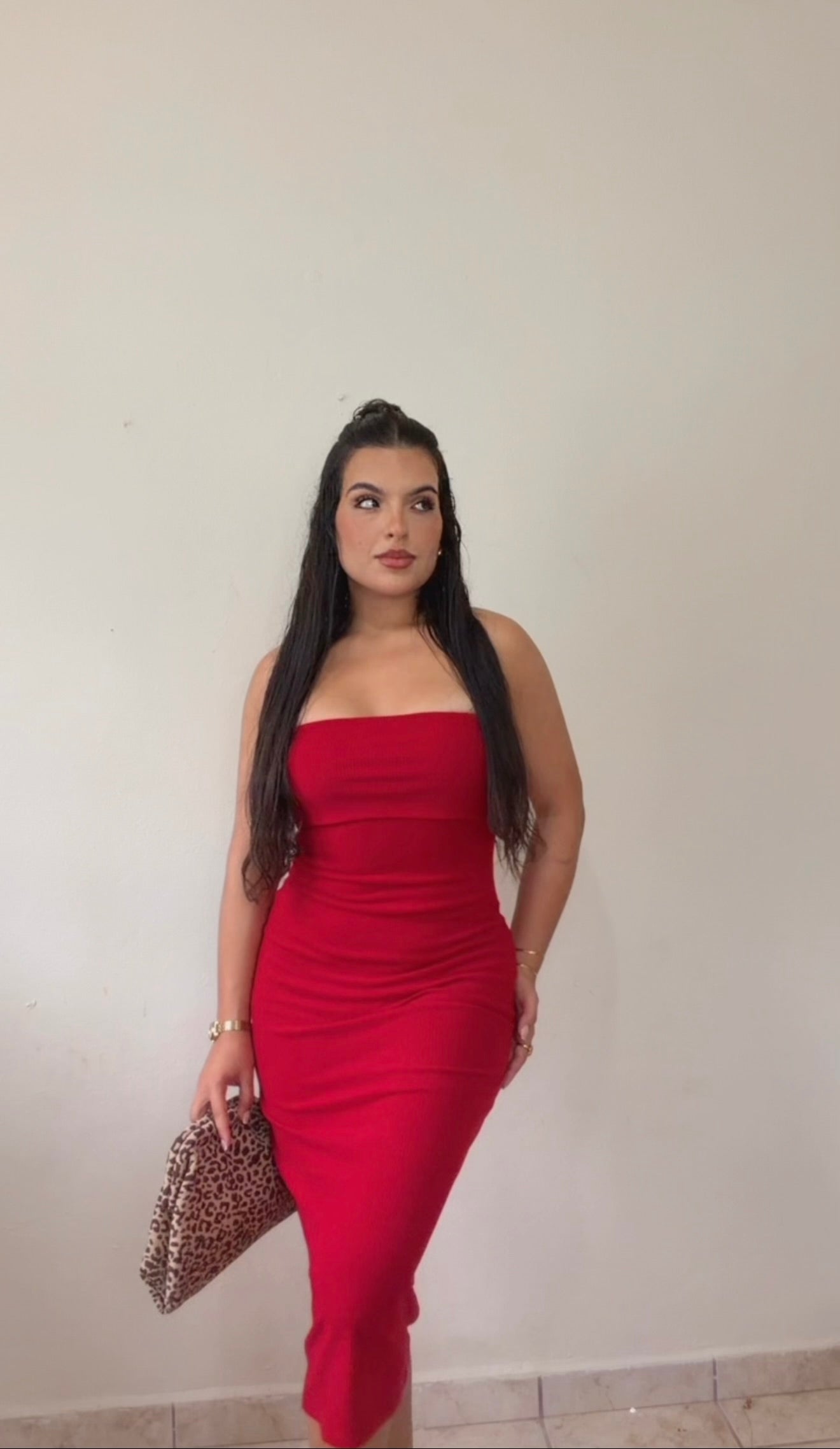 Tube red midi Dress