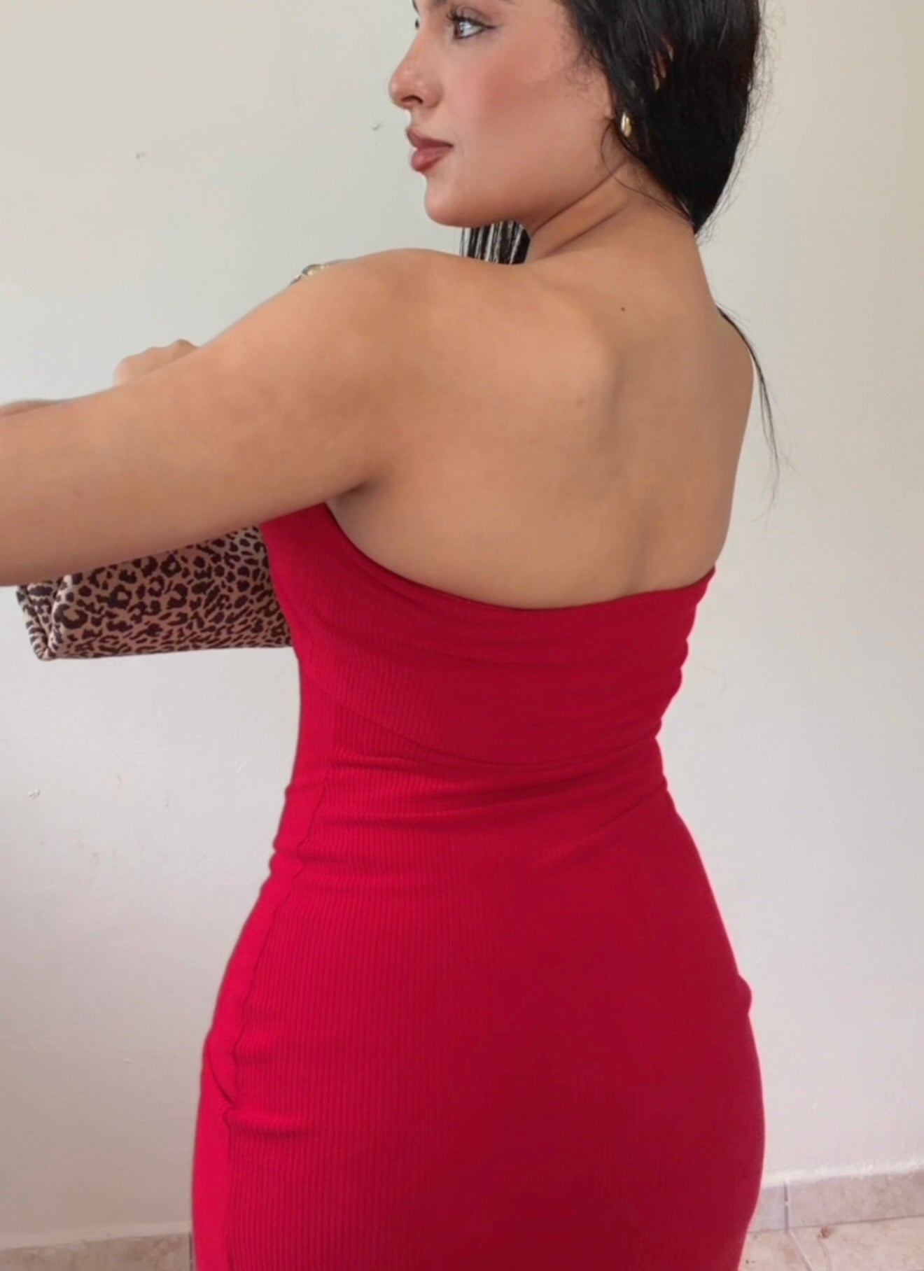 Tube red midi Dress